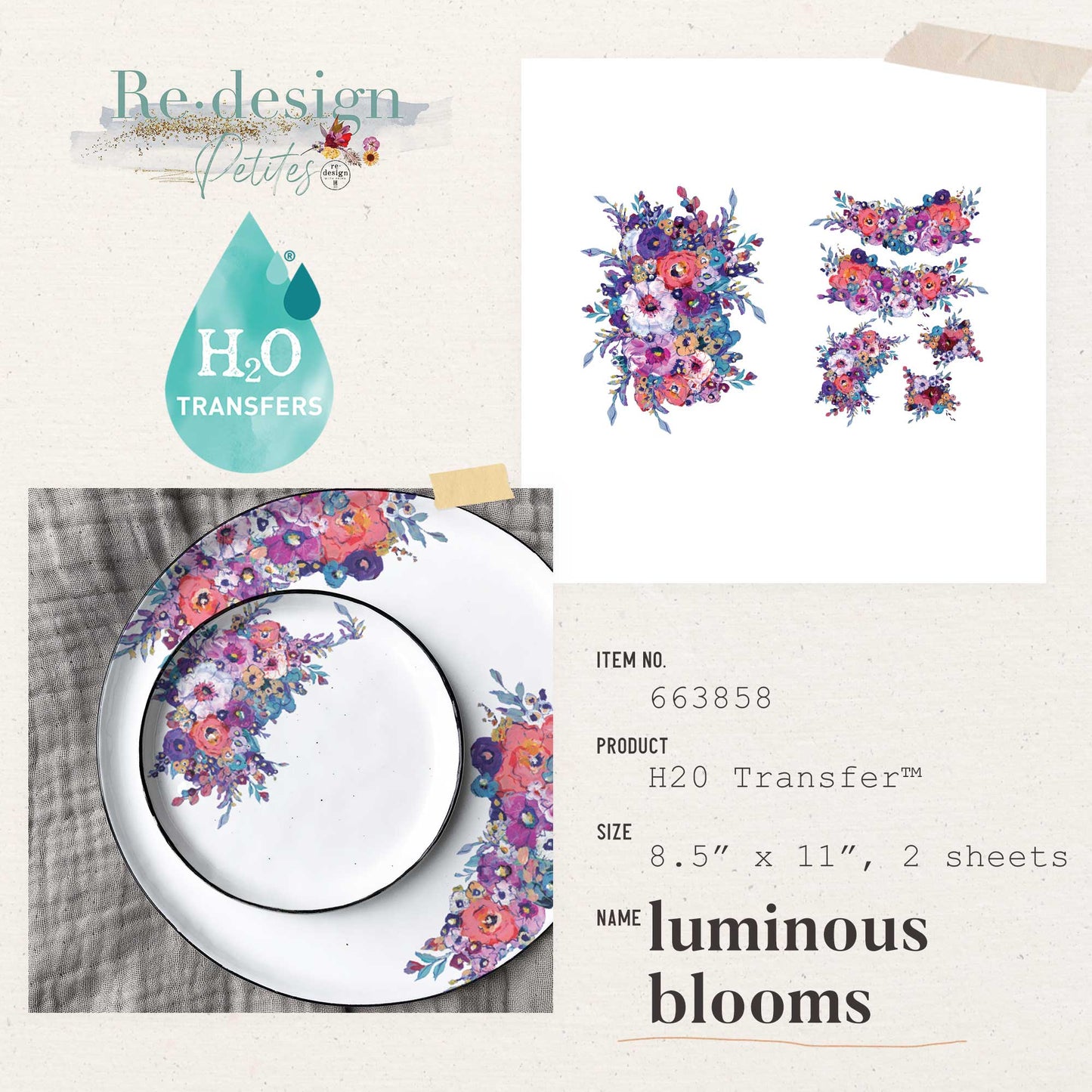 Transferfolien H2O | Redesign Transfer - Luminous Blooms