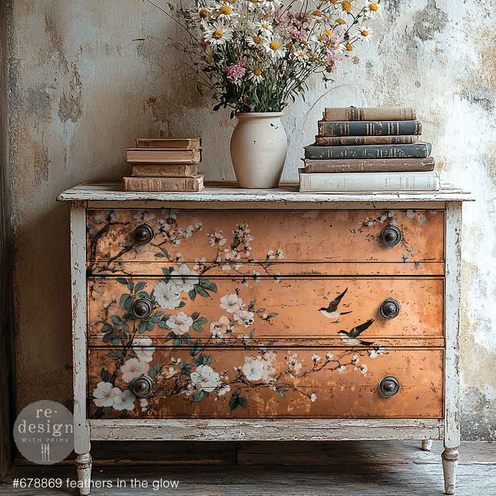 Decoupage Papier | Redesign - Feathers In The Glow - DIN A1