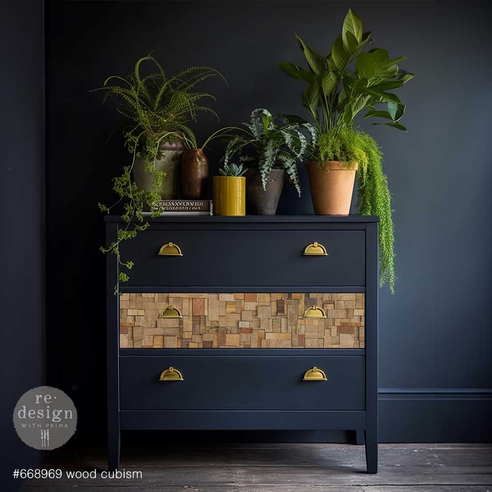 Decoupage Papier | Redesign - Wood Cubism - DIN A1