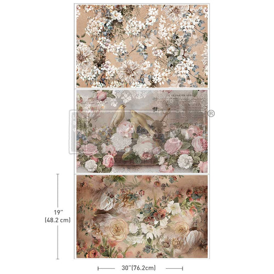 Decoupage Papier | Redesign 3er Set - Romance In Bloom