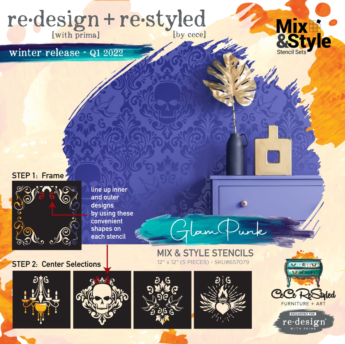 Schablonen - Mix & Style | Redesign Stencil - Glam Punk (5 tlg.)