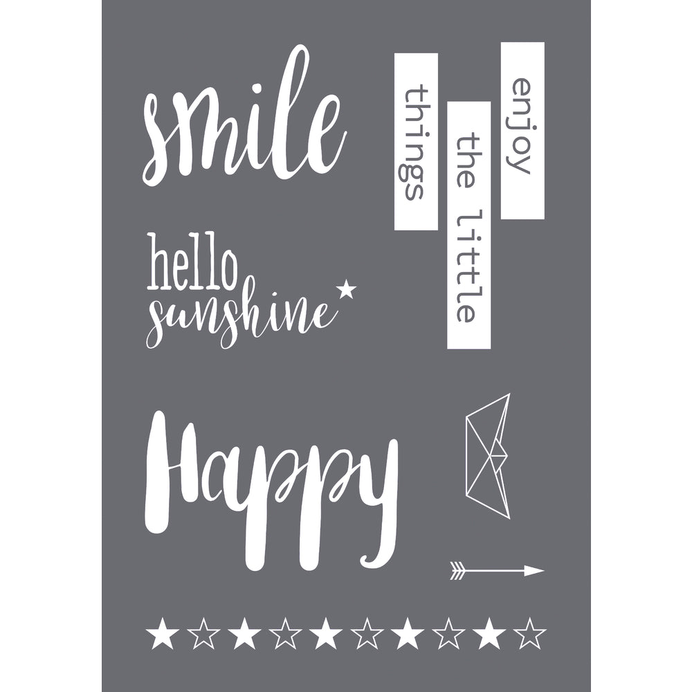 Schablonen | Rayher - Smile Sprüche A4