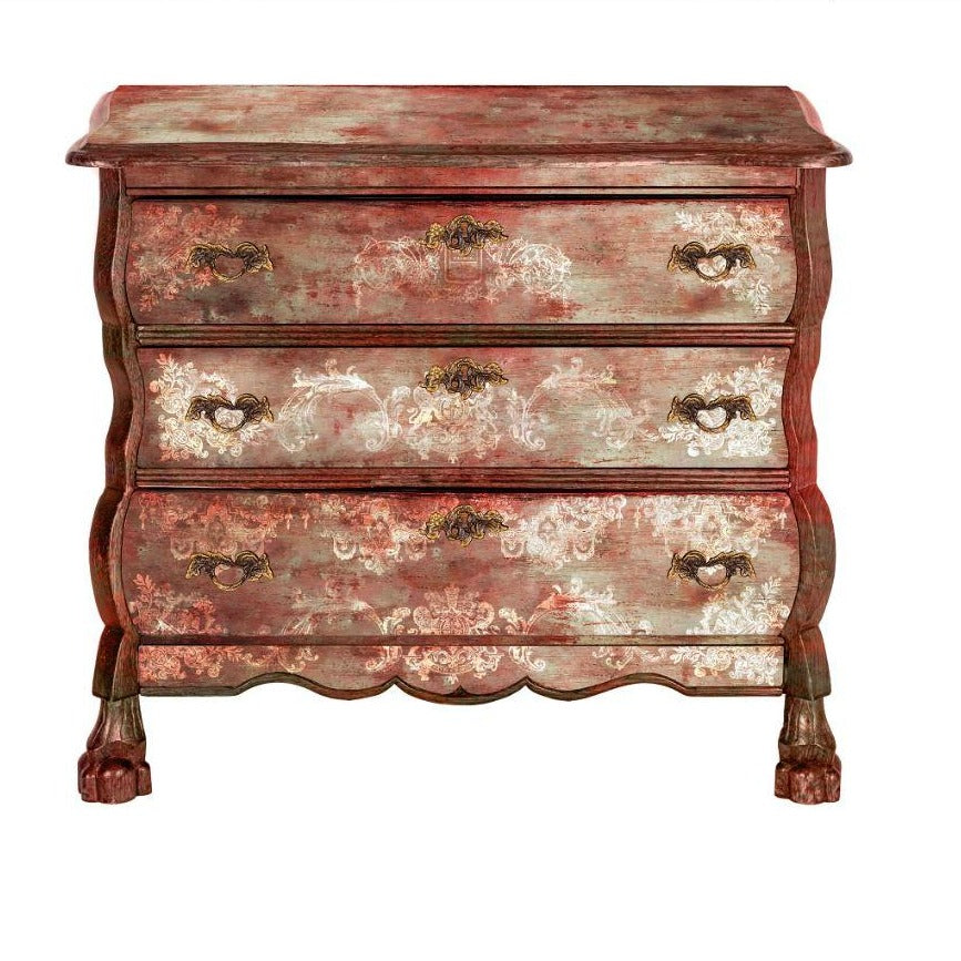 RANKENWERK | Stempel | Redesign Decor Clear - Chateau De Maisons Idee gestempelte Kommode rot