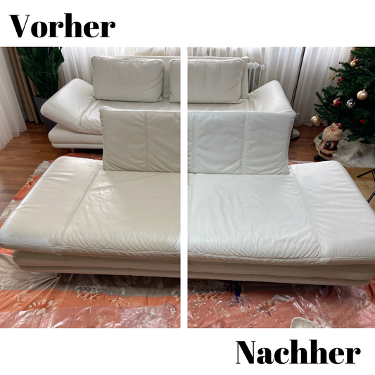 Ledersofa mit Farbe streichen