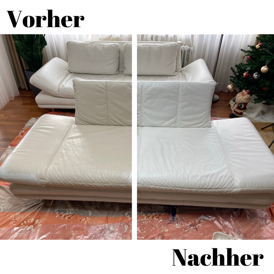 Ledersofa mit Farbe streichen