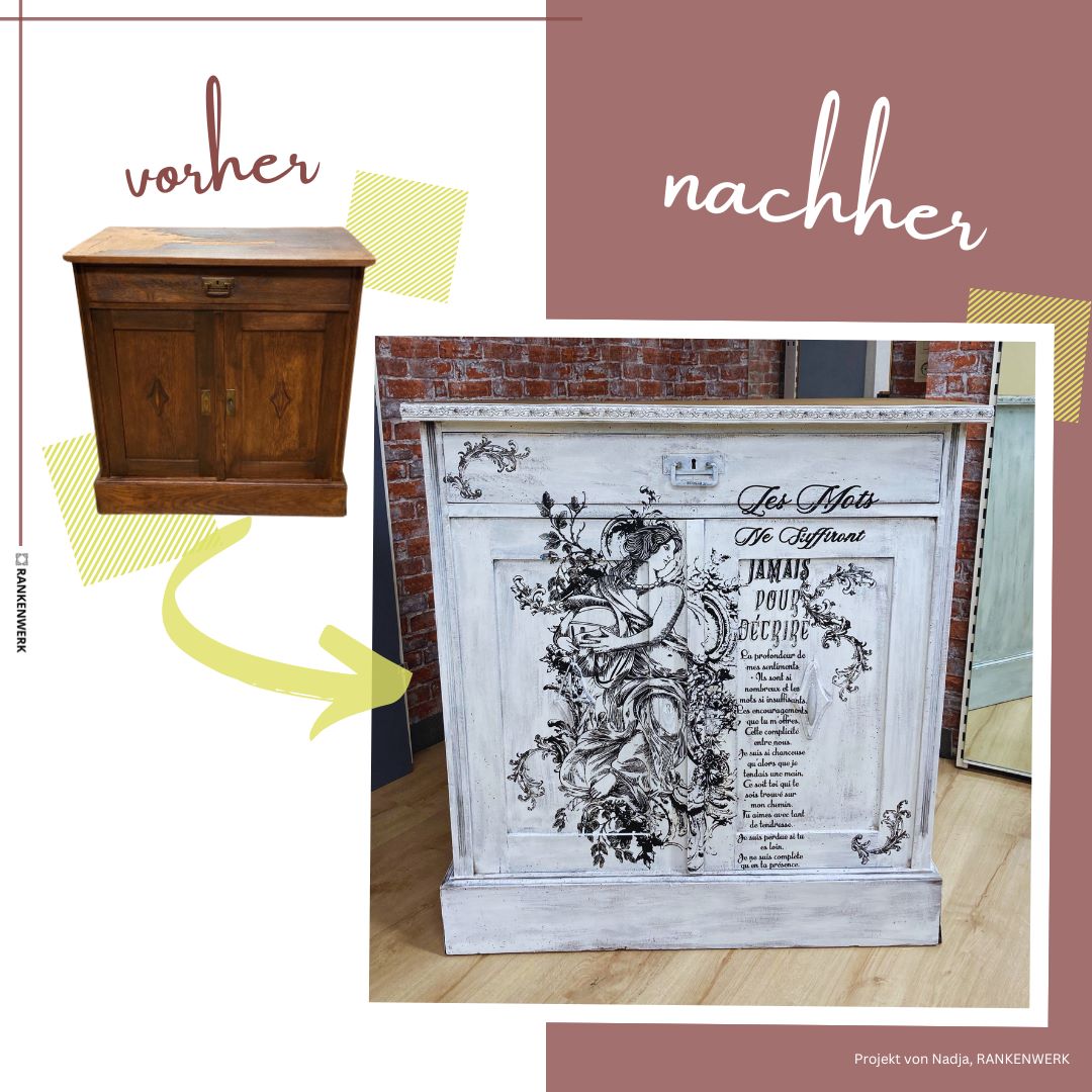 Upcycling leicht gemacht: Alte Kommode mit Kreidefarbe und Transferfol ...