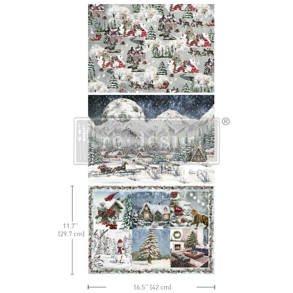 Decoupage Papier | Redesign 3er Set - Snowfall Splendor