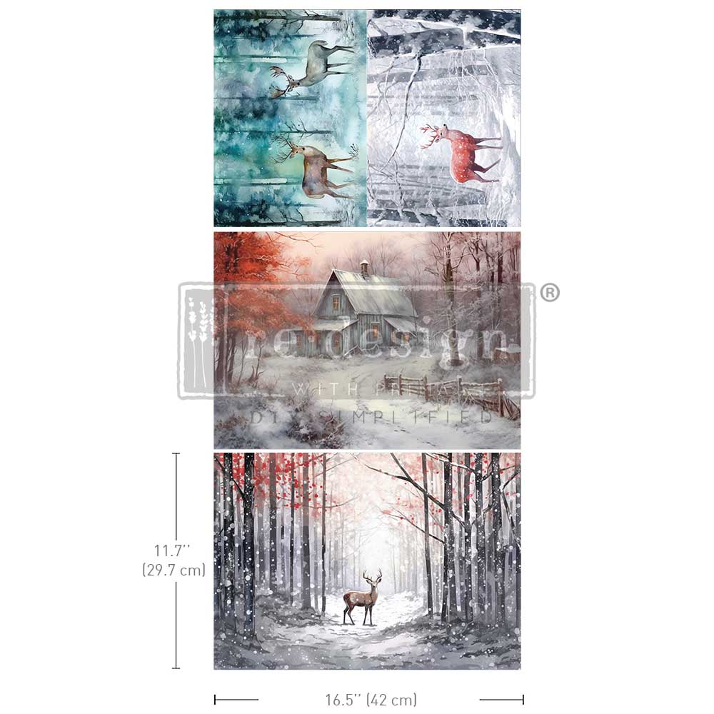 Decoupage Papier | Redesign 3er Set - Dashing Through the Pines