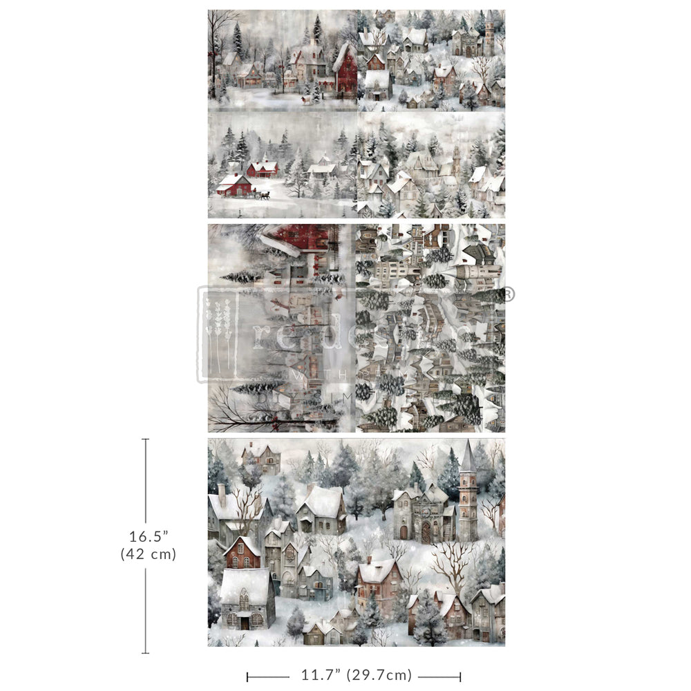 Decoupage Papier | Redesign 3er Set - Silent Night Snow Village