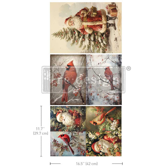 Decoupage Papier | Redesign 3er Set - Festive Cardinal