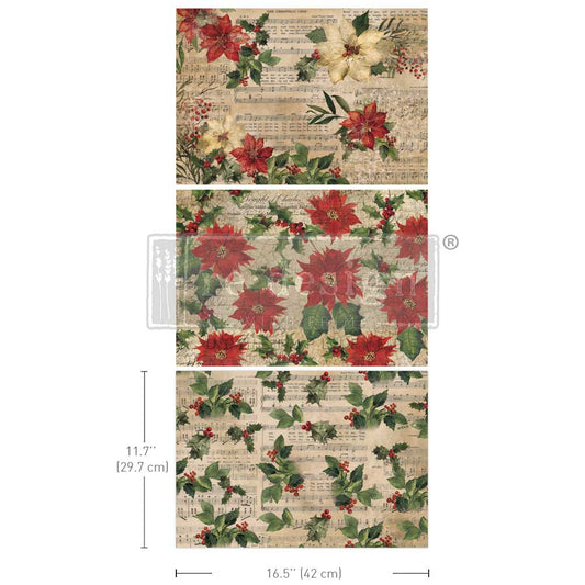 Decoupage Papier | Redesign 3er Set - Poinsettias