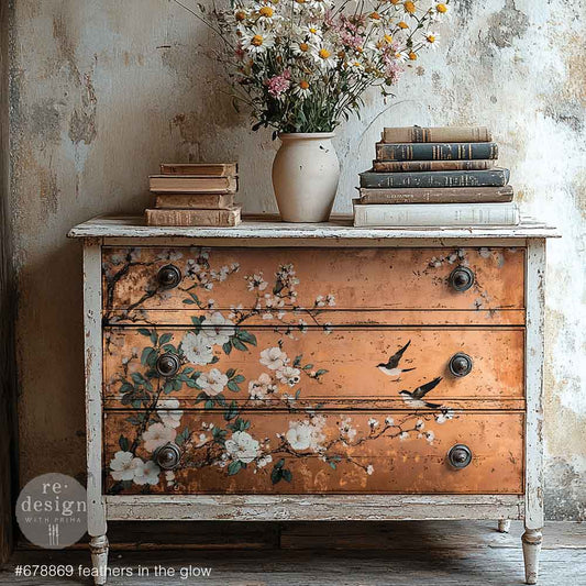 Decoupage Papier | Redesign - Feathers In The Glow - DIN A1
