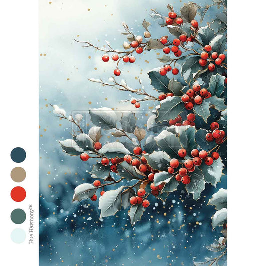 Decoupage Papier | Redesign - Frosted Boughs & Berries - DIN A4