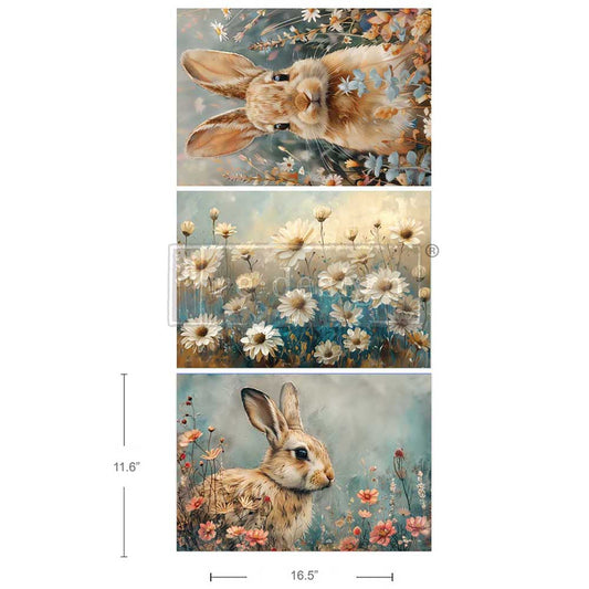 Decoupage Papier | Redesign 3er Set - Garden Bunny Tales