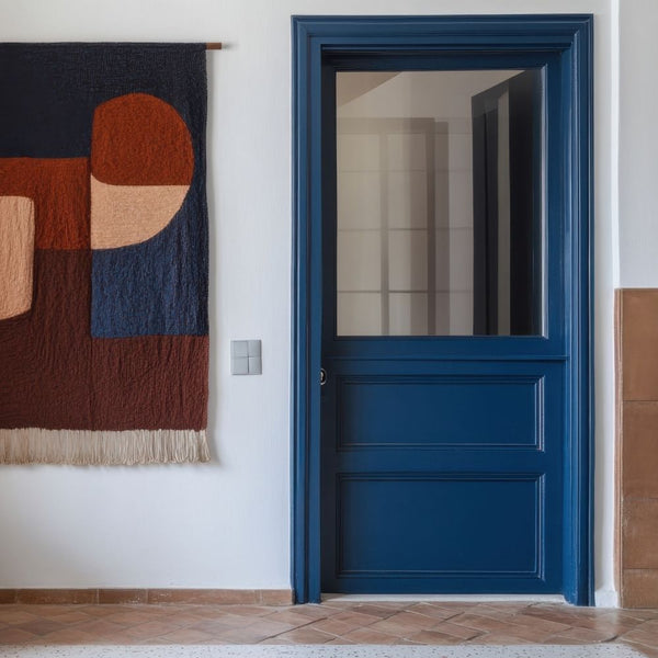 Zimmertür in dunkelblau selber gestrichen mit kreidefarbe