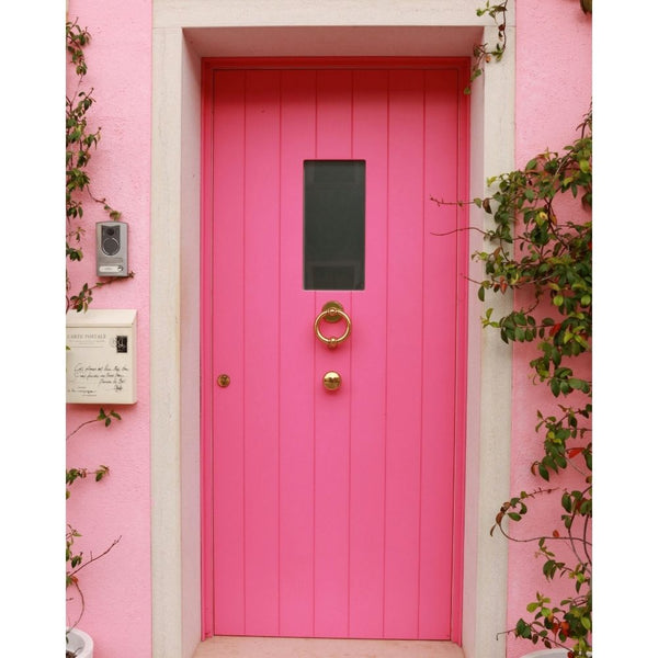 Eingangstür in pink selber gestrichen