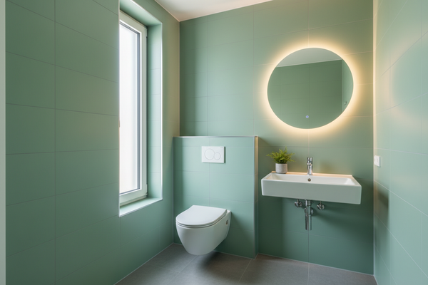 Gäste WC gestrichen mit grüner Farbe