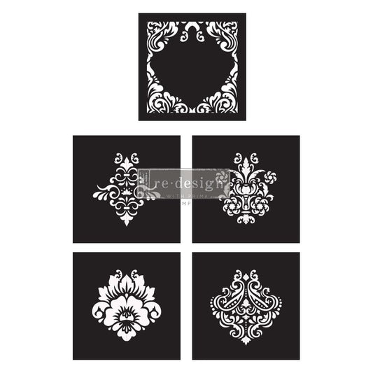Schablonen - Mix & Style | Redesign Stencil - Damask Elemets (5 tlg.)