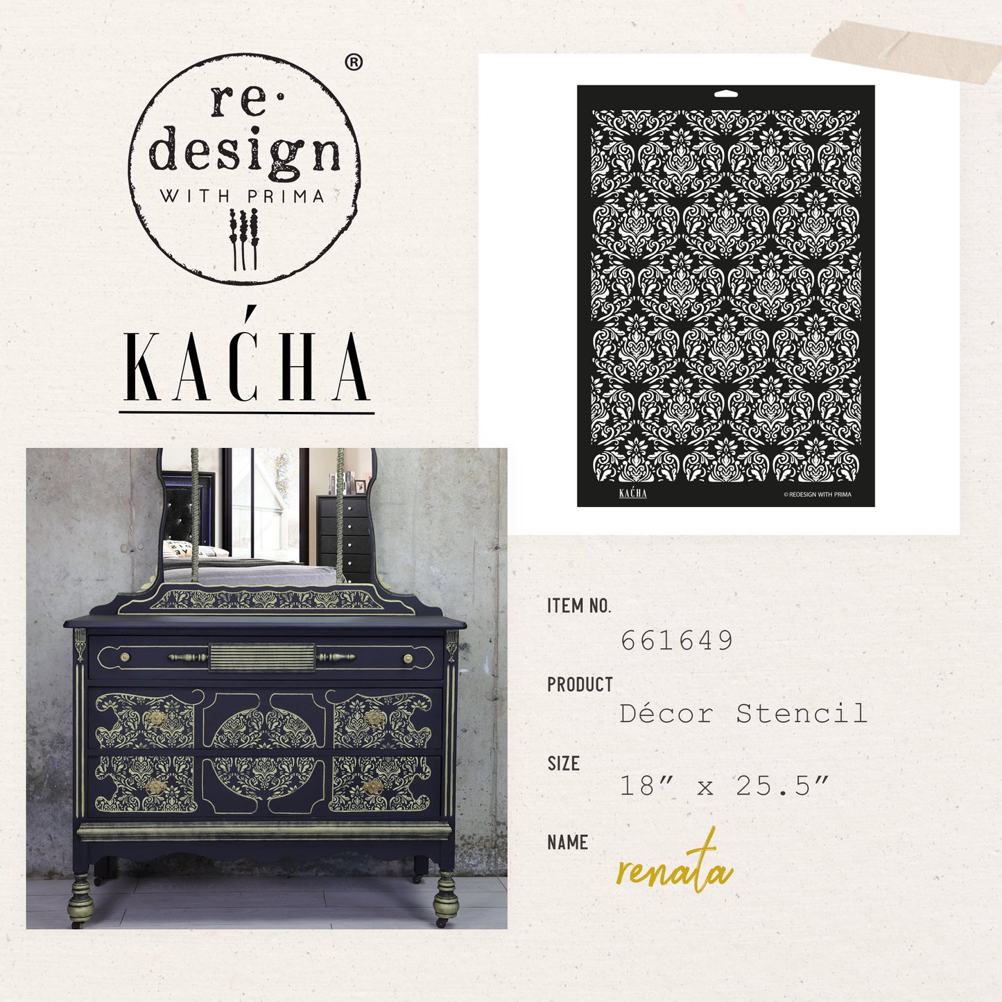 XXL-Schablonen | Redesign Stencil - Kacha - Renata