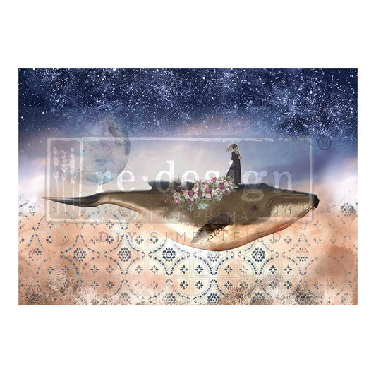 Decoupage Papier | Redesign - Whale In Cosmos - DIN A1